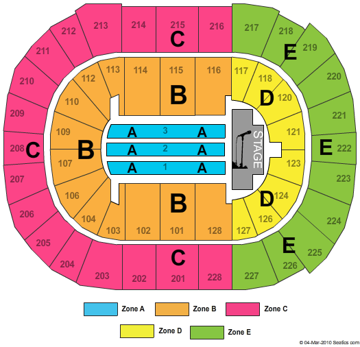 SAP Center End Stage Zone Seating Chart